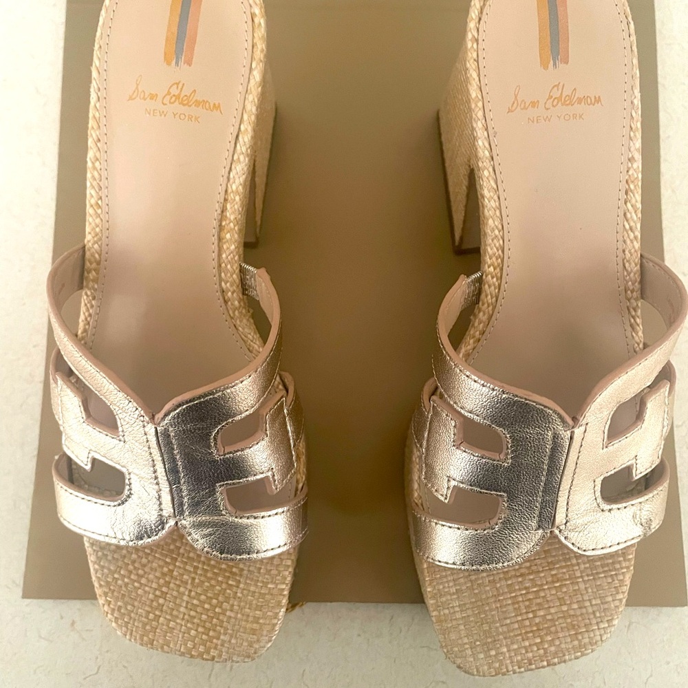 Sam Edelman Gold Platform Sandals with Metallic Accents